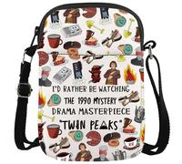 WCGXKO TV Show Inspired Gift Welcome to Peaks Zipper Messenger Bag For Classic TV Show Fans, Watching Twin Cr, 1