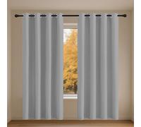 WCHENHUI Full Blackout Curtains 134 x 187 cm Thermal Insulated Soundproof Thermal Curtains/Ring Top Curtains for Small Windows Kitchen Bedroom, Light Grey