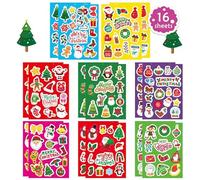 WchoeSS 16 Sheet Christmas Stickers for Kids, Self Adhesive Cartoon Stickers for Decorations, Stocking Fillers, Party Bag Fillers, Party Favor Cards, Crafts, Christmas Activity Packs