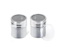 WchoeSS 2Pcs Flour Sugar Salt Shaker - 7oz Stainless Steel Chocolate Powder Shaker, Fine Mesh Flour Duster for Baking Cooking, Icing Sugar Salt Cocoa Flour Coffee Shaker Sifter for Kitchen Craft