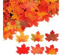 WchoeSS 300pcs Autumn Leaves Decorations, Artificial Autumn Maple Leaves Decor, Mixed Colour Faux Leaves for Autumn Party Thanksgiving Day Halloween Party Crafts Autumn Art Scrapbooking Decor