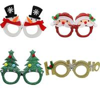 WchoeSS 4 Pack Christmas Glasses - Glitter Party Glasses Novelty Xmas Eyeglasses and Fancy Dress Costume Decoration for Kids and Adults ChristmasParty frHPClothing Accessories