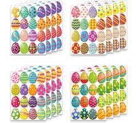 WchoeSS Easter Eggs Stickers, 256pcs Multicolor Vinyl Self-Adhesive Waterproof Glossy Stickers for Kids, Scrapbooking, Cards, Envelopes, Party Favors, Decoration