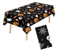 WchoeSS Halloween Pumpkin Tablecloth, Halloween Table Decorations, Halloween Tablecloths, Pumpkin Spider Web Ghost Bat Waterproof Tablecover for Indoor Outdoor Halloween Party Home Decorations