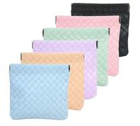 WCHOSOZH Small Makeup Bag, Squeeze Purse Organizer, Waterproof Leather No Zipper Self-Closing Portable Weave Bags for Coins Keys Cards Jewelry Lipstick Cosmetic Accessories, Multicolor, Modern