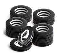 WCIC 16PCS Curtain Grommets Eyelet Rings Round Plastic Inner Diameter 1-9/16 inch DIY Nanoscale Low Noise Window Curtain Rings Black