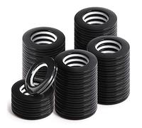 WCIC 48 PCS Curtain Grommets 40mm Roman Eyelet Ring Inner Diameter (1-9/16") Nanoscale Low Noise Rings for Window Shower Curtain Rod Plastic Kit Black