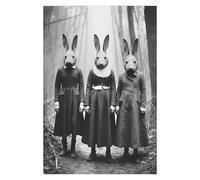 WCLXISC Gothic Halloween Rabbit Cult Poster 16x12in Unframed Canvas Wall Art Decor for Living Room