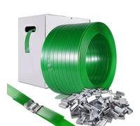 WCM Strapping Packaging Strapping, Pallet Straps, Banding Strap (450m Length x 16mm Wide x 0.9mm Thickness PET Polyester Coil Roll and 100 Buckles) - Certified 540KG Break Plastic Strap