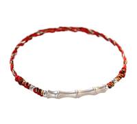 WCOCOW Feng Shui Bracelet Sterling Silver Bracelet Anklet Red String Bracelet Silver Bamboo Charm Bracelet Handmade String Red Lucky Bracelet for Women Men,Red colorful,Anklet