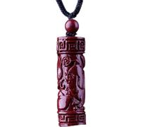 WCOCOW Feng Shui Necklace Cinnabar Crystal Stone Necklace Chinese Zodiac Animals Charm Pendant Necklace W/Cord Long Necklace Natural Gemstone Talisman Good Luck Necklace,Black Cord,Dog
