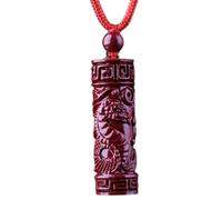 WCOCOW Feng Shui Necklace Cinnabar Crystal Stone Necklace Chinese Zodiac Animals Charm Pendant Necklace W/Cord Long Necklace Natural Gemstone Talisman Good Luck Necklace,Red Cord,Pig