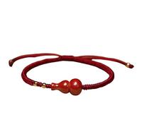 WCOCOW Feng Shui Wealth Wu Lou Bracelet Natural Cinnabar Gourd Red String Braided Bracelet Adjustable Lucky Jewelry Amulet Talisman for Prosperity Money Luck,A