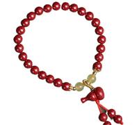 WCOCOW Natural Gemstone Bracelet Feng Shui Bracelet Cinnabar Crystal Bracelet Wu Lou/Calabash Pendant Lucky Charm Bracelet for Women Men Reiki Crystal Talisman Quartz Bracelet Red,8mm