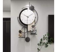 WCQSYY 32 Inch Modern Large Decorative Art Wall Clock with Battery Operated Non Ticking Silent Metal - Big Wall Clocks for Living Room Bedroom Decor