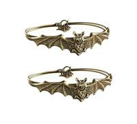 WCRAZYE 2 Pcs Bat Bracelet for Men Women Vintage Gothic Punk Adjustable Bangle Halloween Cosplay Party Daily Wear Gift, Adjustable, Alloy, no gemstone