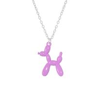 WCRAZYE 3D Cute colorful Balloon Dog Pendant Necklace Stainless Steel Animal Charm Poodle Best friend friendship necklace Gold Silver Color Chain Choker for Women Cartoon Party Stainless Steel