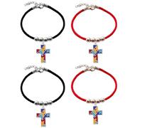 WCRAZYE 4-8PCS Autism Awareness Bracelet for Women Men Colorful Heart Cross Ribbon Autism Puzzle Piece Bracelet, 7.0 Inches, Stone, Opal