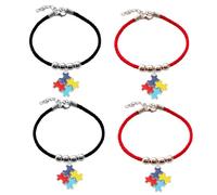WCRAZYE 4-8PCS Autism Awareness Bracelet for Women Men Colorful Heart Cross Ribbon Autism Puzzle Piece Bracelet, 7.0 Inches, Stone, Opal