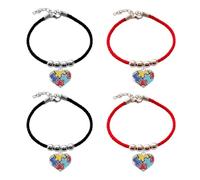 WCRAZYE 4-8PCS Autism Awareness Bracelet for Women Men Colorful Heart Cross Ribbon Autism Puzzle Piece Bracelet, 7.0 Inches, Stone, Opal