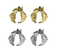 WCRAZYE 4Pcs Vintage Bat Rings Set for Women Men Punk Gothic Flying Wing Bat Adjustable Finger Rings Halloween Party Cosplay Accessories Gifts (Gold Silver)