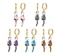 WCRAZYE Cat Hoop Earrings for Women Cute Enamel Kawaii Aesthetic Funny White Black Kitten Cat Daisy Flower Dangle Drop Animal Earrings Cats Lover Halloween Costume Jewelry Gift, S, Alloy Steel, No