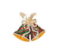 WCRAZYE Christmas Bowknow Pin Brooches for Girls Women Unique Red Green Rhinestone Crystal Enamel Christmas Jingle Bell Merry Christmas Xmas Holiday Jewelry Gifts, L, Alloy Steel, crystal
