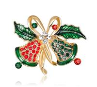 WCRAZYE Christmas Bowknow Pin Brooches for Girls Women Unique Red Green Rhinestone Crystal Enamel Christmas Jingle Bell Merry Christmas Xmas Holiday Jewelry Gifts, L, Alloy Steel, crystal
