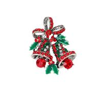 WCRAZYE Christmas Bowknow Pin Brooches for Girls Women Unique Red Green Rhinestone Crystal Enamel Christmas Jingle Bell Merry Christmas Xmas Holiday Jewelry Gifts, L, Alloy Steel, crystal