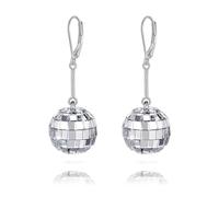 WCRAZYE Disco Ball Leverback Hoop Earrings for Women 60's Mirror Ball Earrings Silver 70's Outfit Disco Accessories Hippie Jewelry Bulk Cowgirl Dangle Party Favors for New Years Festival Stage Game