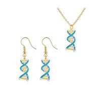 WCRAZYE DNA Earrings and Necklace for Women Infinity Spiral DNA Double Helix Necklace Science Molecule Biology Microscope Jewelry Set Chemistry Gifts Chemistry Biology DNA Lab Tech Charm Necklace