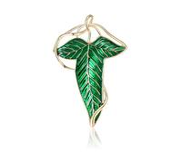 WCRAZYE Elegant Elven Green Tree Leaf Enamel Pins Brooch for Women Men Suit Pendant Necklace,Cloak Clasp Brooches Cosplay Jewelry, L, Alloy Steel, no gemstone