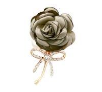 WCRAZYE Elegant Rose Flower Brooch Pin for Women Men Wedding Party Gentleman's Essentials Handmade Crystal Pearl Fabric Flower Lapel Pin Dress Suit Accessories Boutonniere Ideas Gift Valentine's Day