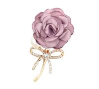 WCRAZYE Elegant Rose Flower Brooch Pin for Women Men Wedding Party Gentleman's Essentials Handmade Crystal Pearl Fabric Flower Lapel Pin Dress Suit Accessories Boutonniere Ideas Gift Valentine's Day