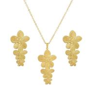 WCRAZYE Gold Chunky Flower Earrings Necklace Sets for Women Boho Statement Flower Earrings 18Gold Layered Floral Flower Chunky Collar Necklace Wedding Prom Fashion Jewelry, M, Alloy Steel, No Gemstone