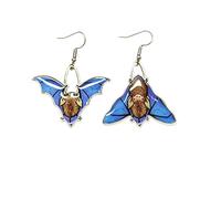 WCRAZYE Gothic Bat Dangle Earring for Women Vintage Bat Wing Cross Skull Key Crystal Drop Earrings Halloween Punk Vampire Witch Cosplay Costume, S, Alloy Steel, No Gemstone