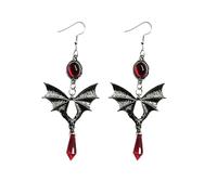 WCRAZYE Gothic Bat Dangle Earring for Women Vintage Bat Wing Cross Skull Key Crystal Drop Earrings Halloween Punk Vampire Witch Cosplay Costume, S, Alloy Steel, No Gemstone