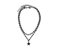 WCRAZYE Gothic Black Star Cross Choker Necklace for Women Gothic Crescent Moon Choker Necklace Punk Star Circle Cross Tassel Necklace,Beaded Cross Necklace Halloween Christmas New Year Jewelry Gift