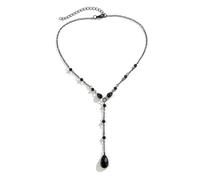 WCRAZYE Gothic Blood Tassel Pendant Necklace for Women Vintage Black Red WaterDrop Choker Necklace Punk Goth Style Crystal Teardrop Bead Y Necklace Halloween Christmas New Year Jewelry Gift, Zinc