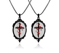 WCRAZYE Gothic Halloween Necklace for Women Men - Mysterious Witch Pendant, Bat Necklace, Goth Life Tree, Black Raven Crow Pendant - Accessories Jewelry Gifts, L, Zinc, No Gemstone