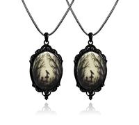 WCRAZYE Gothic Halloween Necklace for Women Men - Mysterious Witch Pendant, Bat Necklace, Goth Life Tree, Black Raven Crow Pendant - Accessories Jewelry Gifts, L, Zinc, No Gemstone