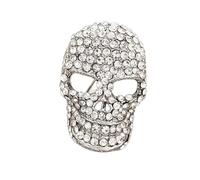 WCRAZYE Gothic Skull Brooches for Women Men Vintage Punk Rhinestone Hat Skeleton Brooch Halloween Jacket Jewelry Accessories