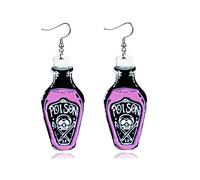 WCRAZYE Halloween Skull Dangle Earrings - Acrylic Pumpkin Spirit Earrings with Glitter Powder, Acrylic, No Gemstone