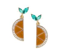 WCRAZYE Lemon Earrings for Women Chic Cute Rhinestone Crystal Fruits Drop Dangle Earrings Dainty Fruit Gold Earring Yellow Orange Charm Birthday Valentine's Day Mother's Day Cosplay Gift, S, Alloy