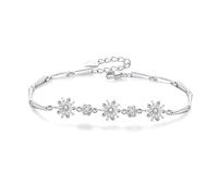 WCRAZYE Rhihestone Snowflake Bracelets for Women Cute Shiny Blue CZ Crystal Adjustable Chain Christmas Charm Bracelets Thin Dainty Hand Holiday Bracelet Anniversary Birthday Mother Day Jewelry Gifts