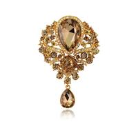 WCRAZYE Rhinestone Bridal Brooch for Women Delicate Sparkly Crystal Bouquet Flower Teardrop Brooch Pin Elegant Large Gorgeous Bouquet Brooch Pin Clothing Hat Bag Accessories Christmas Wedding Bridal