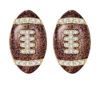 WCRAZYE Rhinestone Football Stud Earrings for Women Unique Shiny Crystal Classic Brown Sport Basketball Volleyball Baseball Football Rugby Earrings Sports Fan Jewelry Gifts, S, Alloy Steel, No