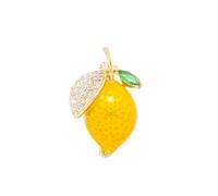 WCRAZYE Rhinestone Lemon Brooches Pin for Women Girls Dainty Cute Tiny Yellow Crystal Lemon Fruit Safety Lapel Brooch Pins Fashion Jewelry Gift, Perfect for Dresses Hat Bag, L, Alloy Steel, crystal