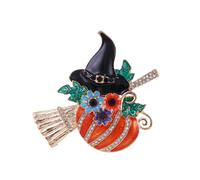 WCRAZYE Rhinestone Pumpkin Brooch Pin for Women Girls Cute Fashion Gold Enamel Halloween Thanksgiving Green Leaf Pumpkin Brooches Lapel Pins Cute Fall Holiday Festival Hat Bag Suit Dress Accessories