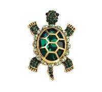 WCRAZYE Rhinestones Turtle Brooch Pin for Women Girls Cute Green Crystal Ocean Sea Marine Animals Tortoise Lapel Pin Dress Accessories Boutonniere Corsage for Hat Bag Gold Tone Great Gift for Wife